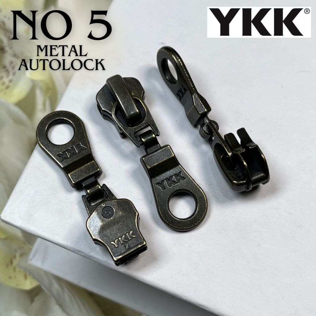 YKK Kepala Resleting Metal Nomor 5 Gold BN No 5 Besi Autolock Zipper Jaket Tas