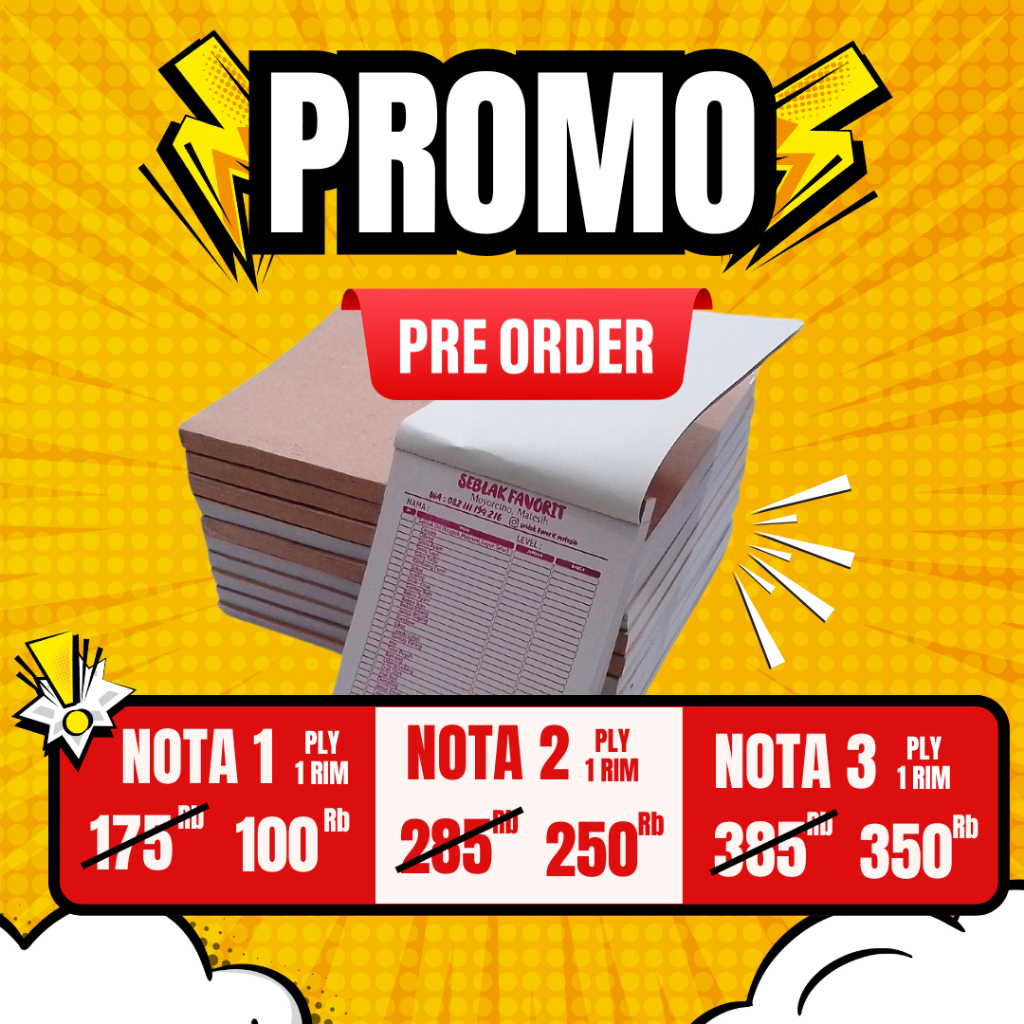 

NOTA 1 RIM 1 PLY, 2 PLY, 3 PLY CUSTOM PROMO MURAH