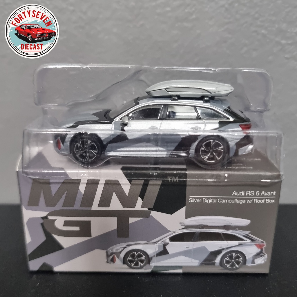 Mini GT mgt minigt 256 Audi RS 6 Avant Silver Digital Camouflage w/ with Roof Box China Exclusive Un