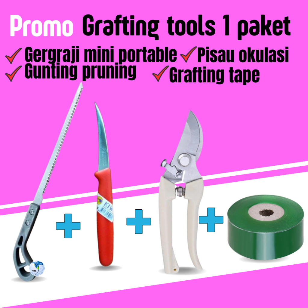 GRAFTING TOOL SET GRAFTING TAPE + GUNTING PRUNING + PISAU OKULASI + GERGAJI MINI PORTABLE