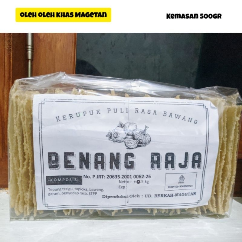 

Kerupuk puli mentah rasa bawang / Kerupuk gendar / Kerupuk lempeng / Kerupuk puli tepung / Kerupuk puli benang raja / Kerupuk Puli Magetan / Kerupuk Puli Madiun