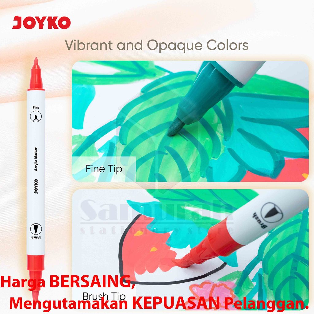 

RB Spidol Akrylik Marker Joyko ACMK 68 12 Warna / Acrylic Marker 12 Colours Dual Tip Fine - Brush /