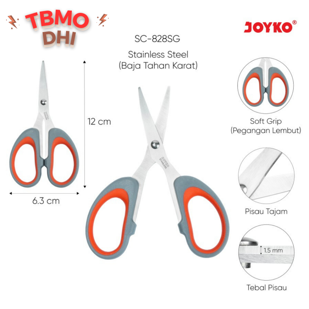 

TBMO Gunting Scissors Soft Grip Joyko SC-828SG / Gunting Joyko