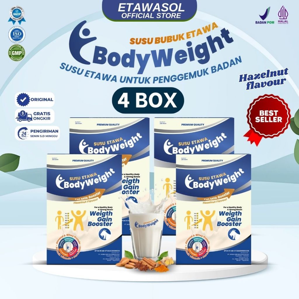

Susu Kambing Etawa Penggemuk Badan Efektif BodyWeight Susu Etawa untuk Penambah Berat Badan Paket 4 Box