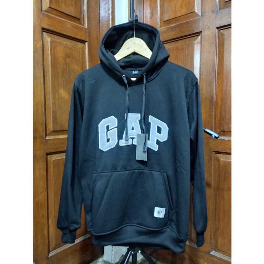 Hoodie gap - Jaket sweater gap Hitam bordir tebal Hoodie Csual Unisex