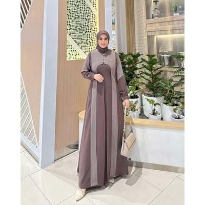 Gamis Syar i Pesta MEwah Elegan 2 LAyer Ceruty Babydoll Full Furing Terbaru Lebaran 2025