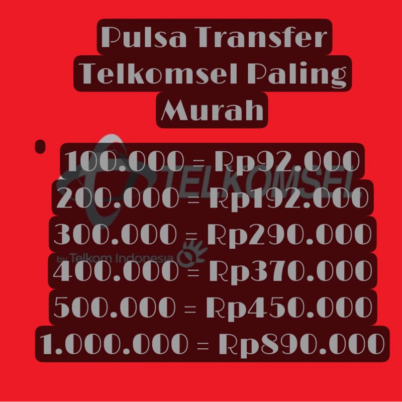 Pulsa Transfer Telkomsel Murah Meriah 100.000