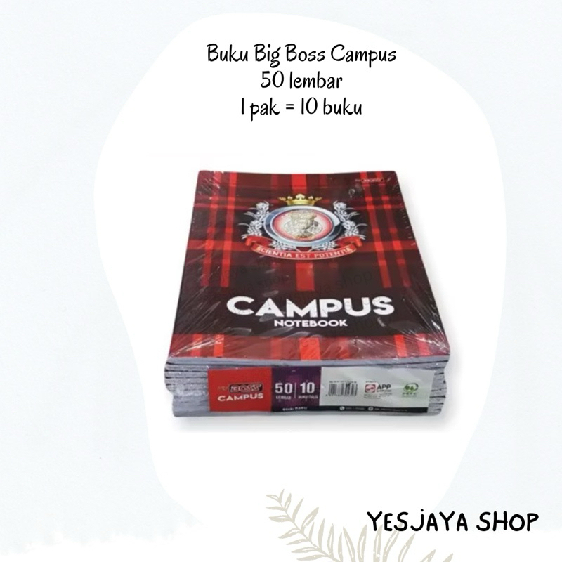 

{1 pak = 10 buku} Buku Big Boss 50 lembar / Buku Tulis Campus 50 lembar isi 10 buku / Buku Campus Big Boss 50 lembar