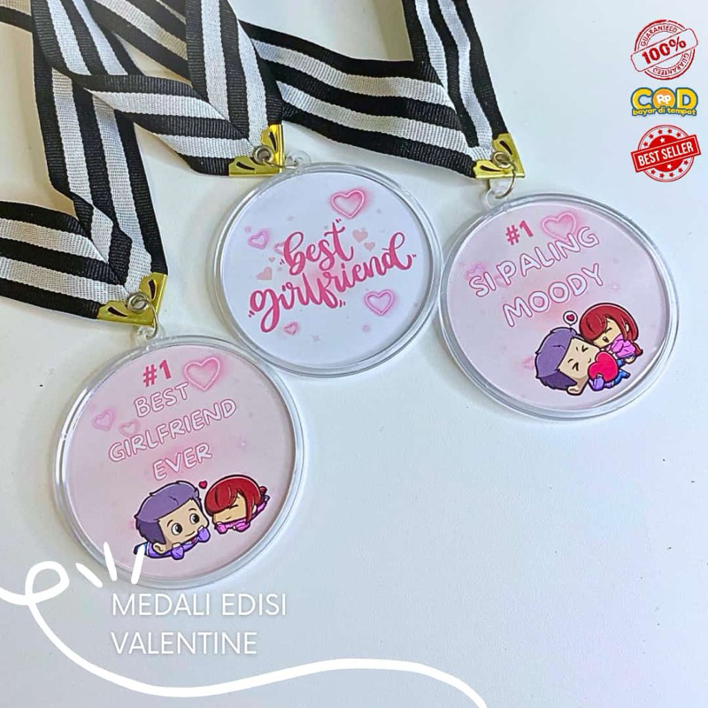 Medali Custom Mendali Best Girlfriend Akrilik Penghargaan Medali Valentine Medali Custom / Medali Ka