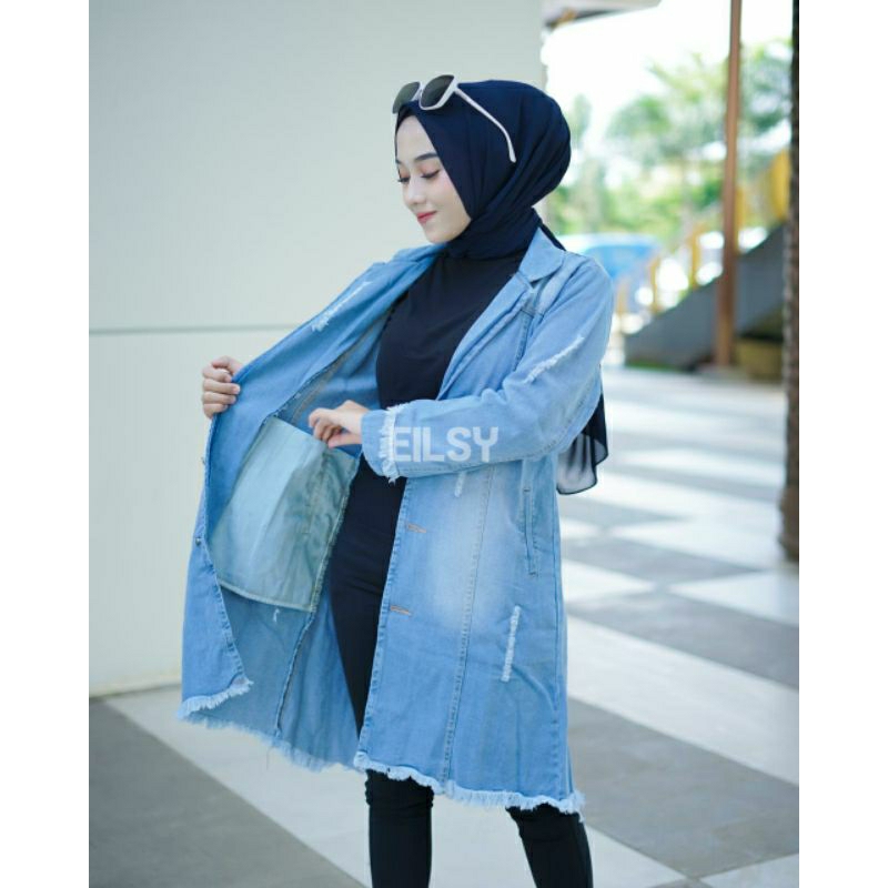 Blazer Tunik jeans Wanita bioblit