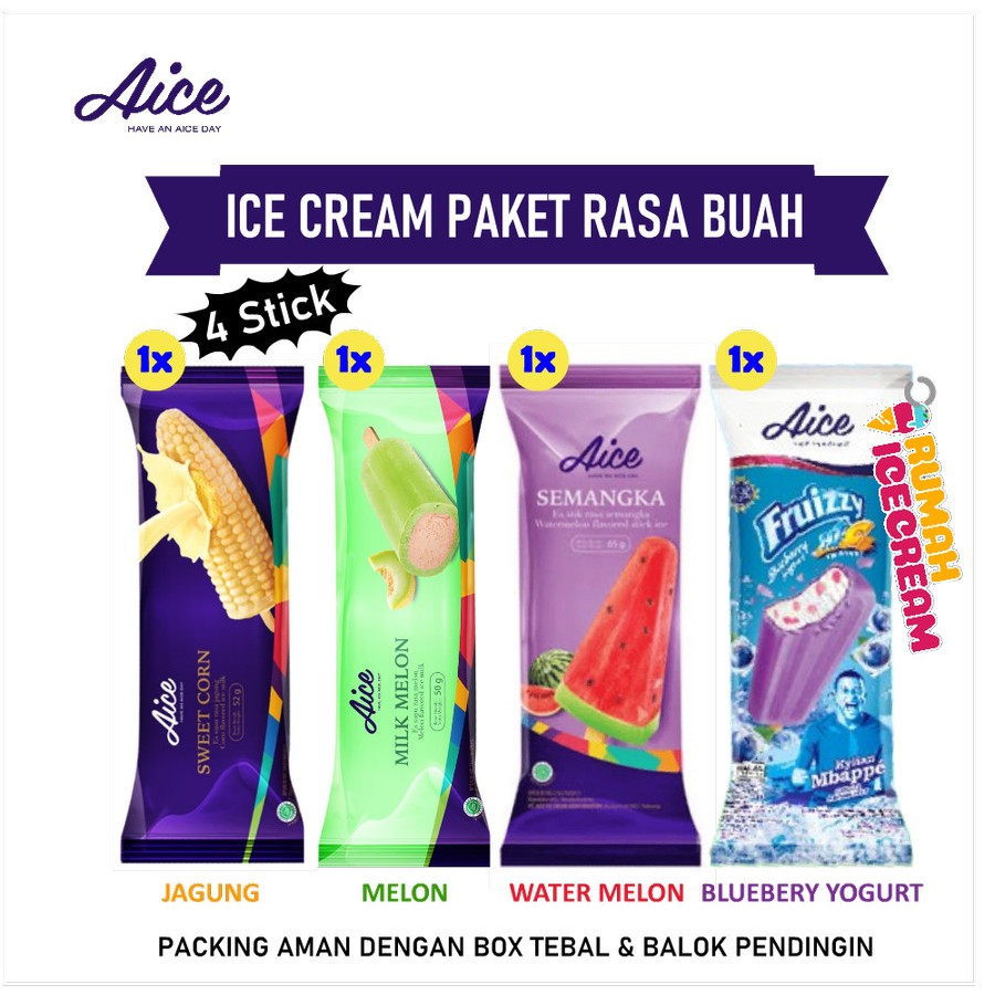 

Paket Ice Cream Buah Aice 4Pcs