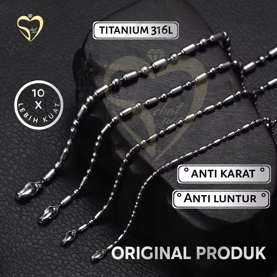 Kalung Rantai MCI Choker Bambu Titanium Stainless Anti Karat Tidak Luntur Pria Wanita Baja Putih