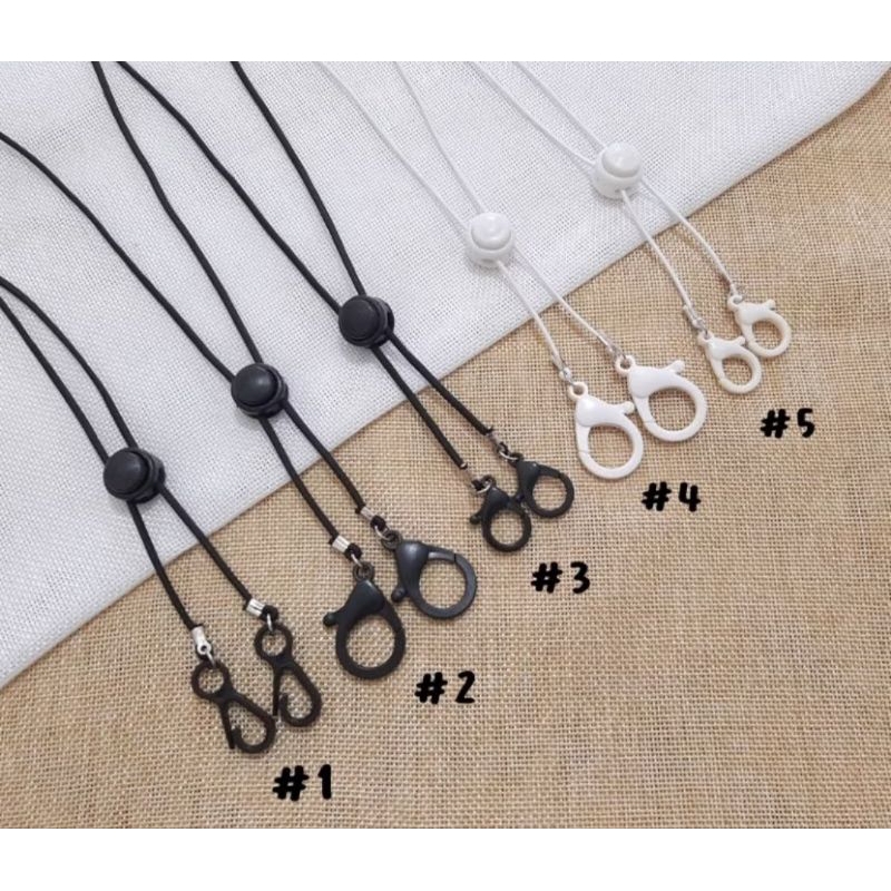 strap masker 2 in 1 polos hitam putih panjang 70 cm