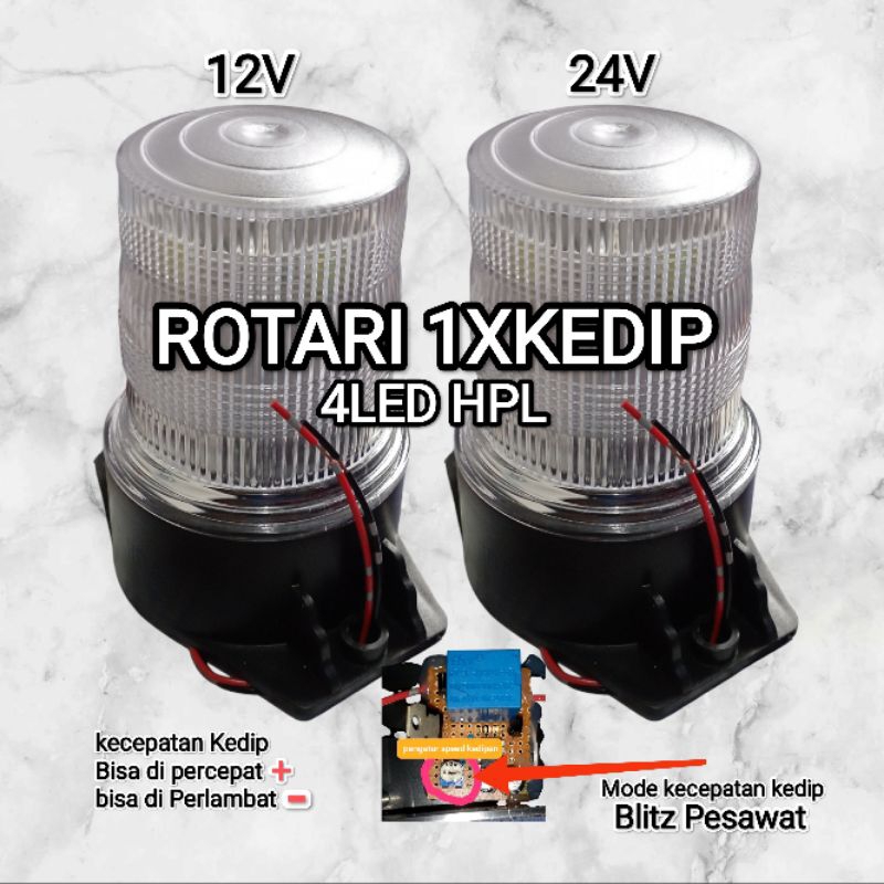 LAMPU ROTARY BLITZ PESAWAT 1X KEDIP  KECEPATAN KEDIP Bisa di Atur 12VOLT & 24VOLT CAR