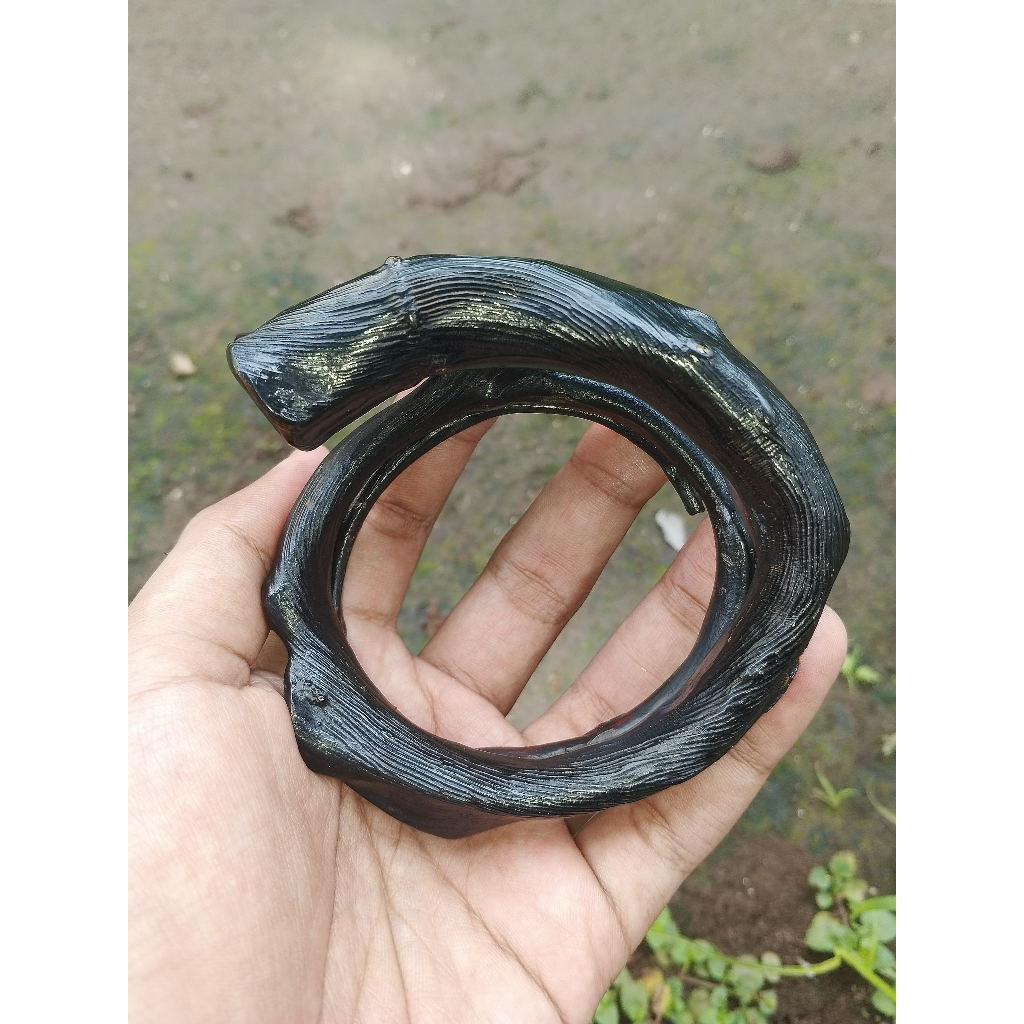 Gelang Akar Bahar Hitam Lilit 3 Jumbo Berserat