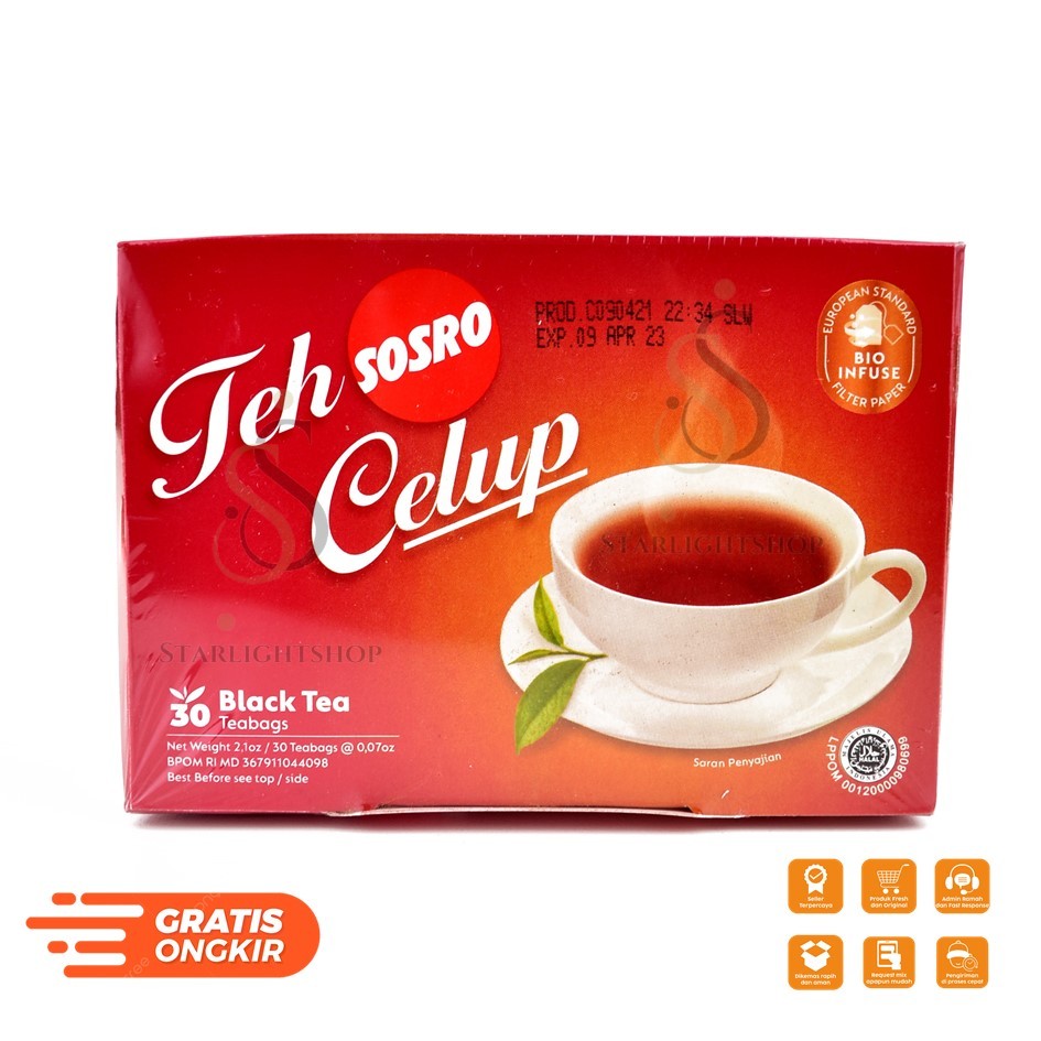 

TEH CELUP SOSRO ISI 30 CELUP / Teh Celup Sosro 30 Bags - Teh Hitam berkualitas - Tea Bag