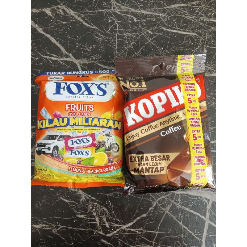 

FOX'S FRUITS OVAL CANDY/ KOPIKO COFFE/KIS MINT/RELAXA/YUPI BAG