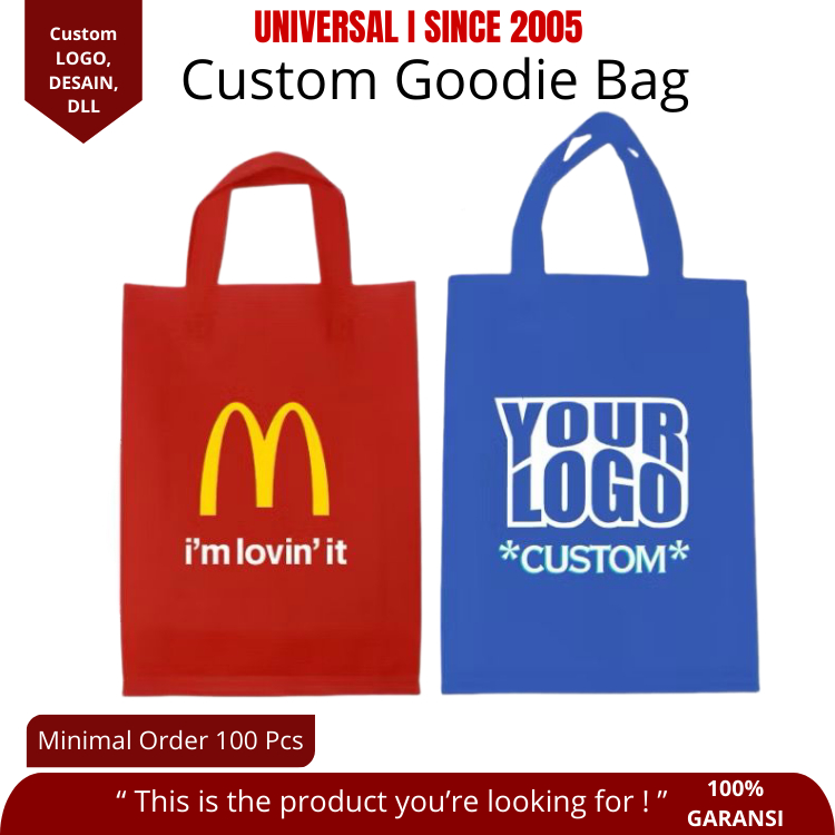 Custom Goodie Bag Logo C garis dalam ustomize Bag Tas 25x35 Cm Tas 30x40 Cm Gratis Sablon Termurah T
