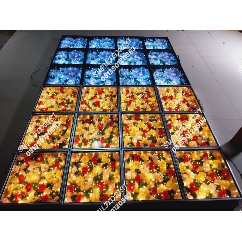 lantai kaca akrilik model bunga /lantai kaca dekorasi