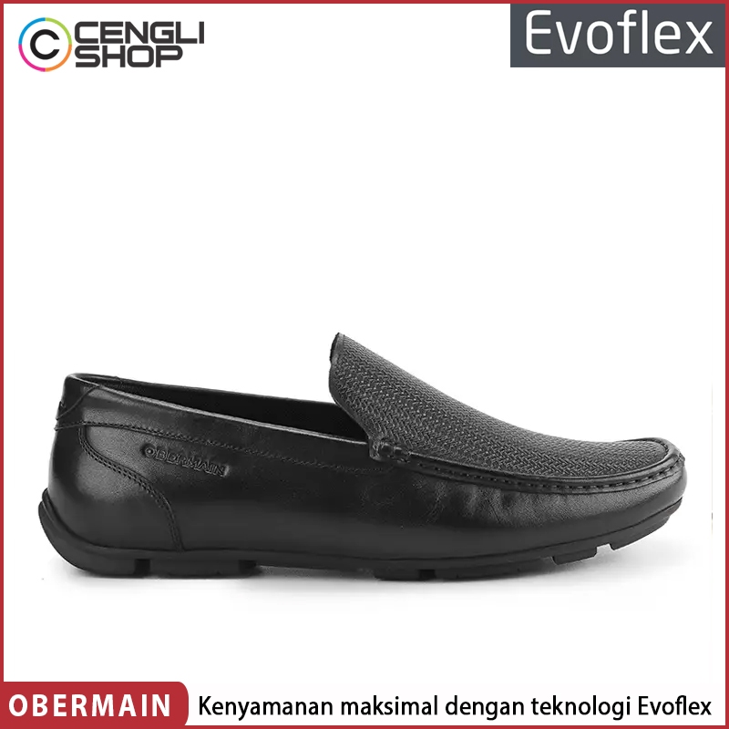 SEPATU LOAFER OBERMAIN PRIA ORIGINAL SLIP ON PANSUS LOAFERS KULIT ASLI ORI HITAM BLACK OM05