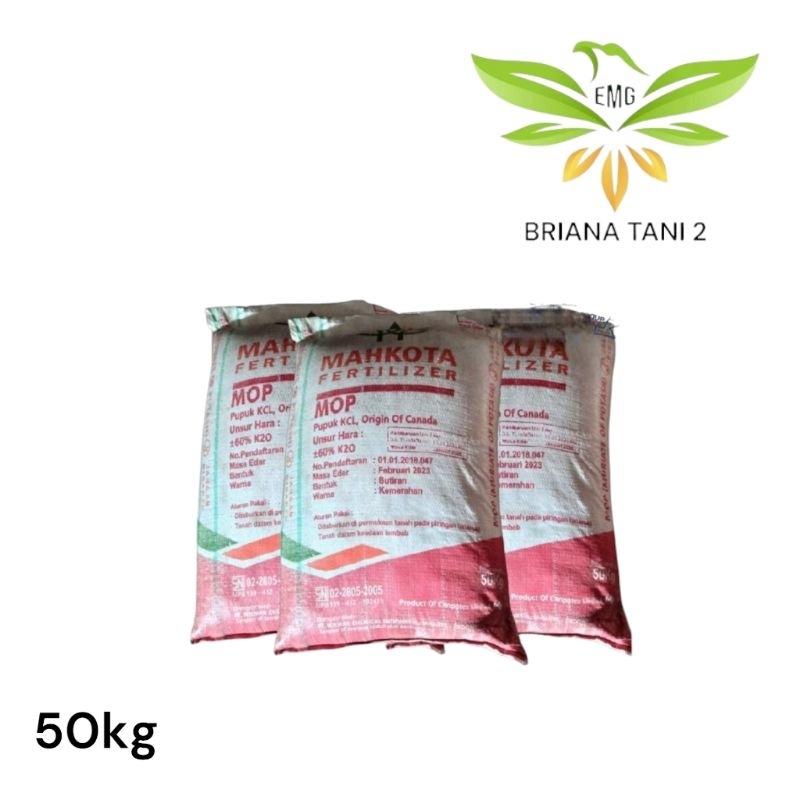 Karungan Pupuk Mahkota KCL MOP 50Kg K20 60% Kemasan Pabrik Wilmar Chemical Indonesia