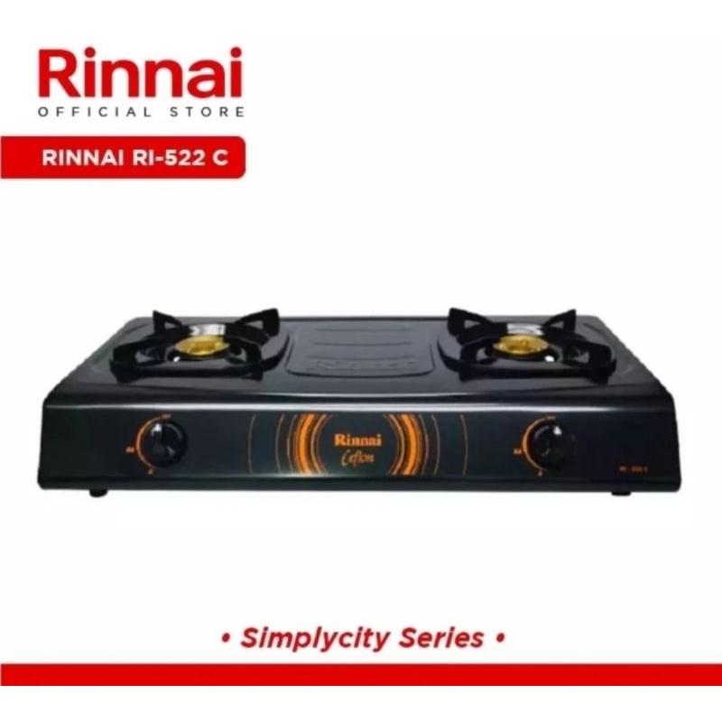 KOMPOR GAS RINNAI 2 TUNGKU RINNAI 522 C CEFLON SIMPLICITY SERIES