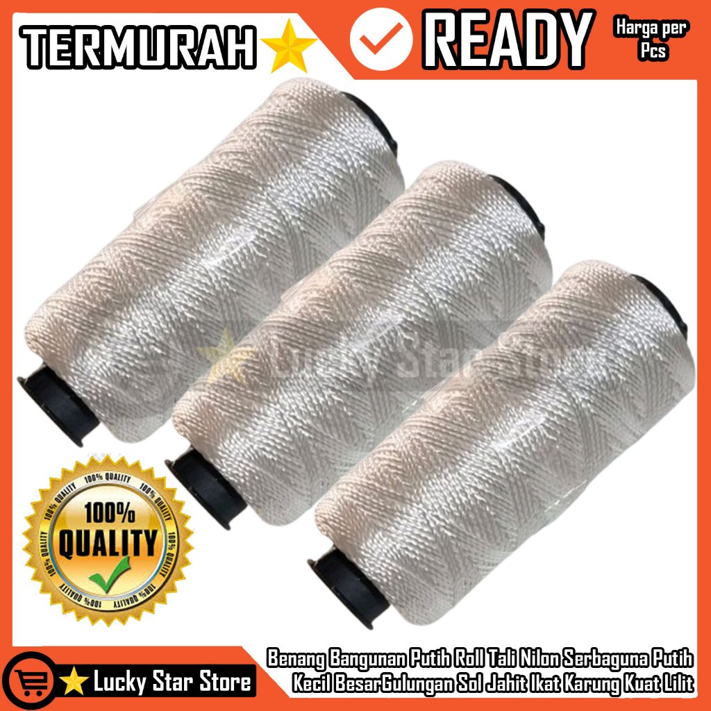 Benang Bangunan Putih Roll Serbaguna Measuring Rope Tali Nilon Gulungan Kecil Besar Panjang White Bu
