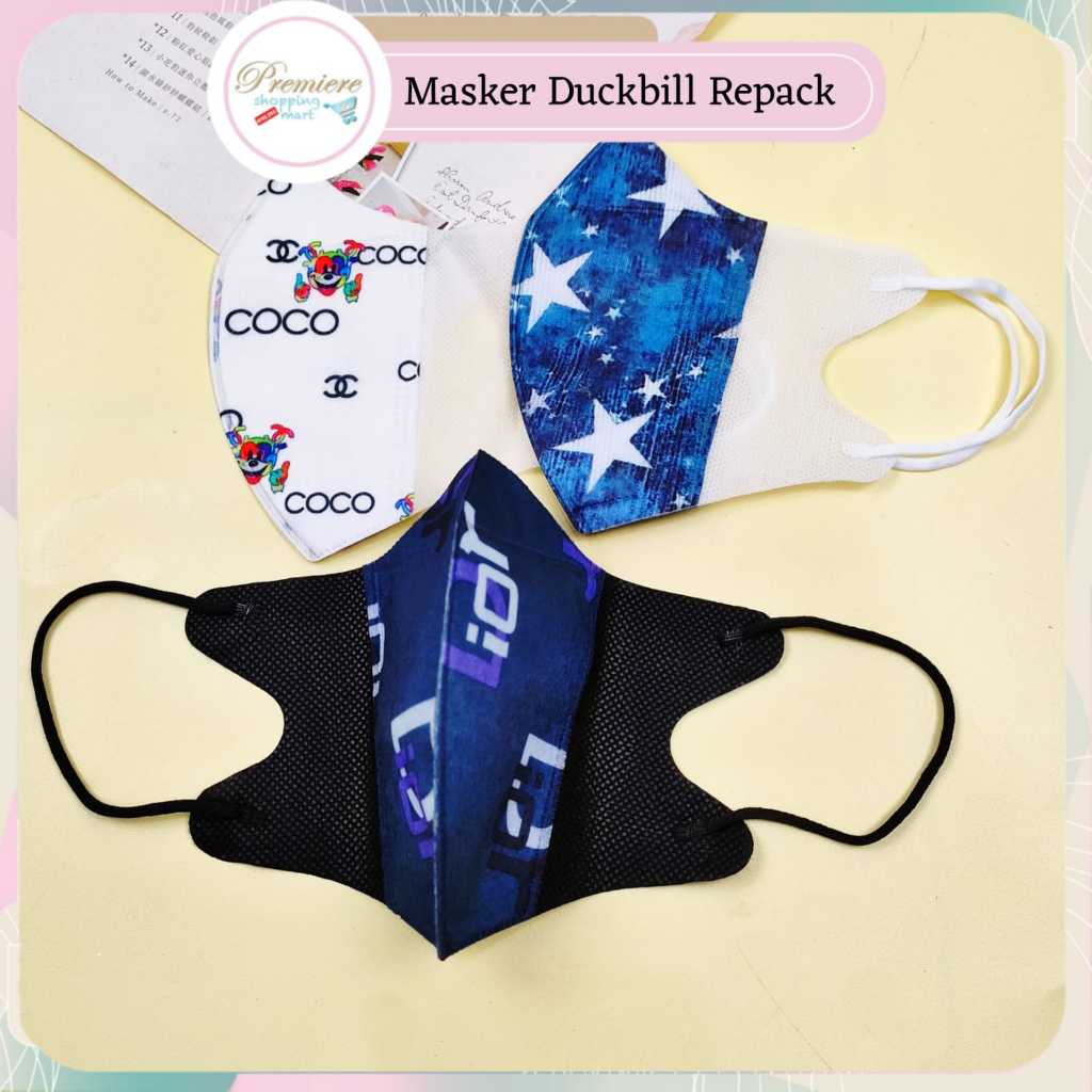 PSM - Masker Dewasa Duckbill Motif 3ply Oname Disposable Face Mask - REPACK ISI 10 PCS