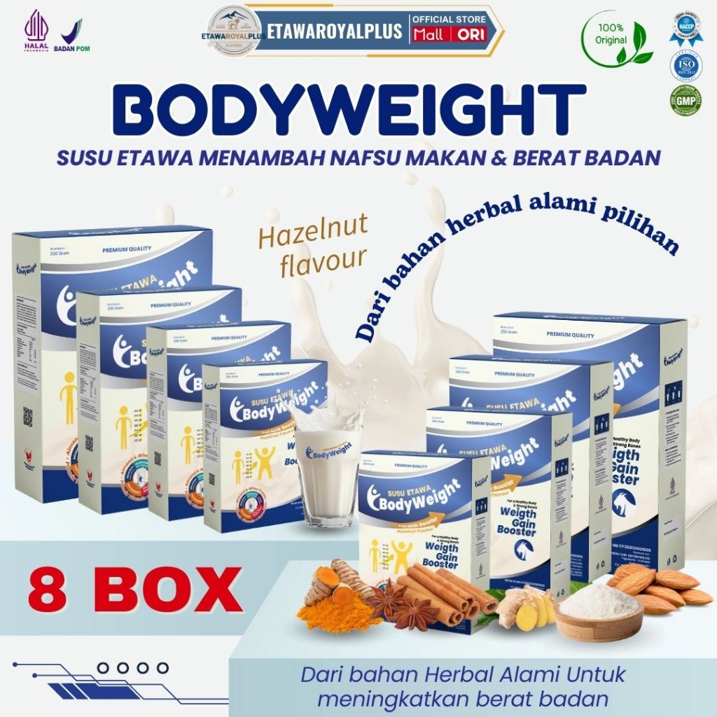 

Susu Etawa Penggemuk Badan Terbaik BodyWeight Susu Kambing Etawa untuk Menambah berat badan Paket 8 Box Kemasan 250gr