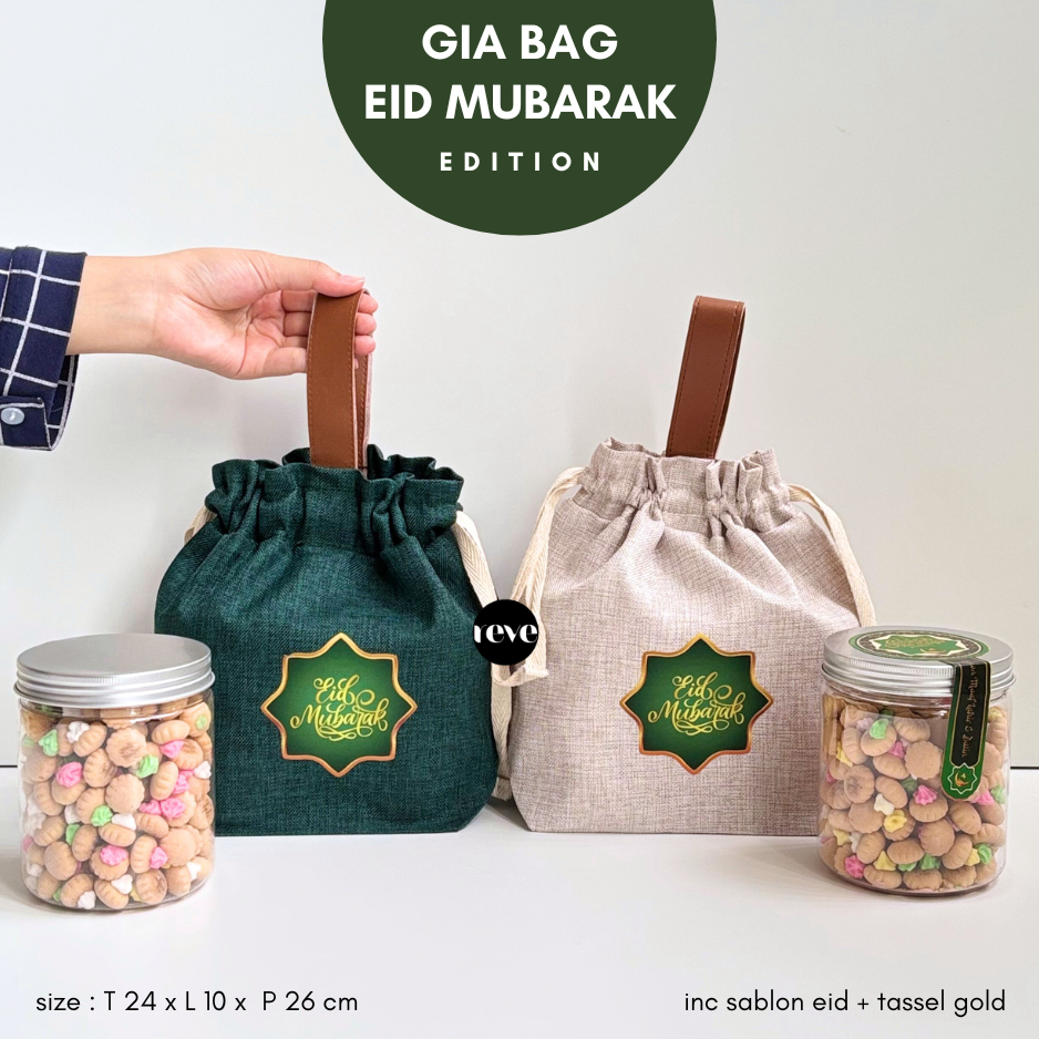 

GIA EID bag tas hampers lebaran idul fitri souvenir FREE TASSEL GOLD 24x10x26 event