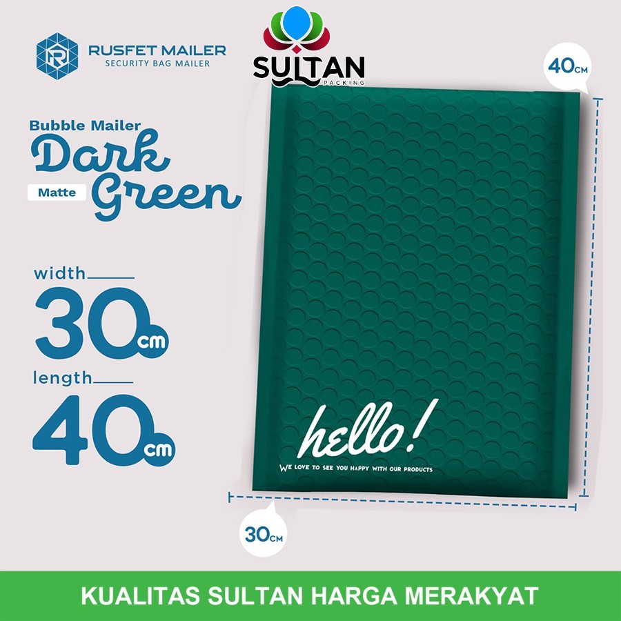 

AMPLOP BUBBLE MAILER DARK GREEN PREMIUM 30x40cm TERMURAH SATUAN