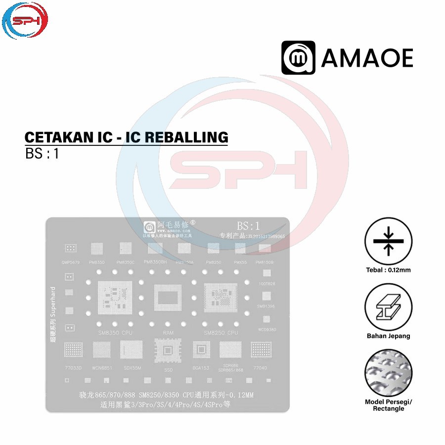 Amaoe BS 1 Cetakan IC BGA Reballing Stencil For Xiaomi Black Shark 3/3S/4/4S Pro SM8350 SM8250 CPU T