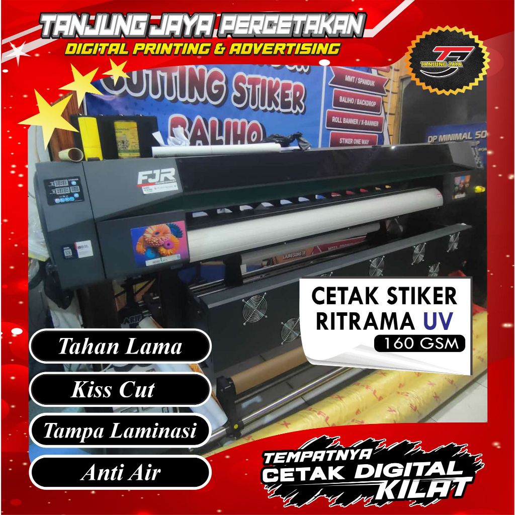 

Print & Cut Sticker Ritrama, Print Cut Stiker Meteran, Stiker Label Meteran Murah Anti air Tanjung Jaya Percetakan