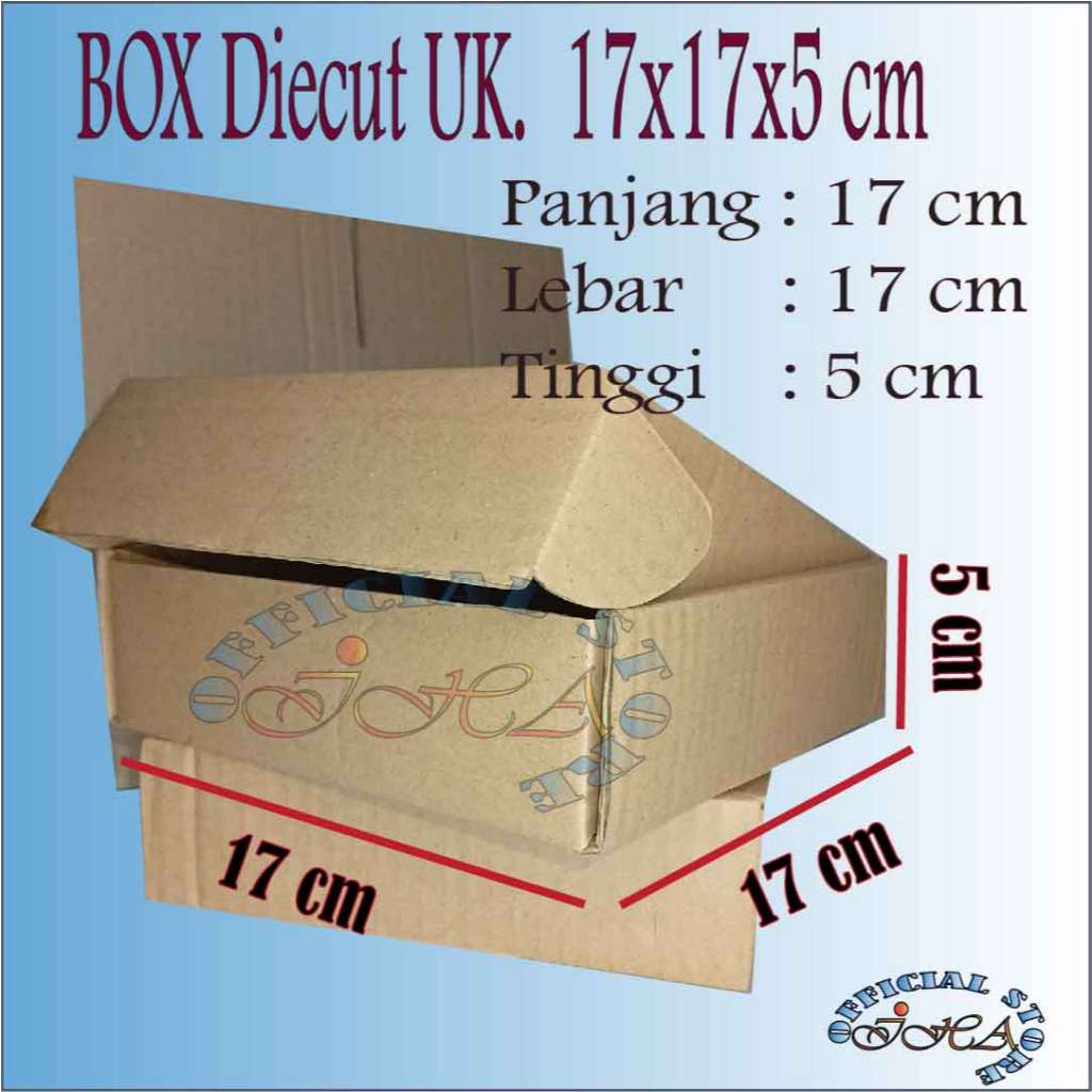 

Kardus ukuran 17x17x5 cm model diecut box packing murah dus packaging karton box