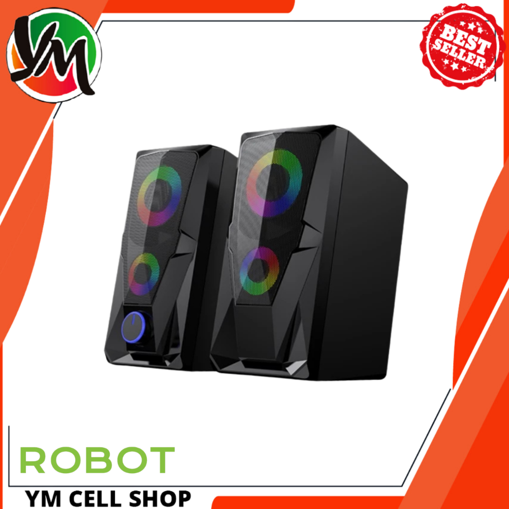 Speaker ROBOT RS200 RGB Lighting Speaker Komputer PC Laptop Super Bass Portable