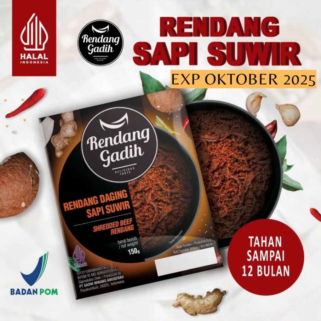 

Rendang Daging Sapi Suwir - Rendang Gadih