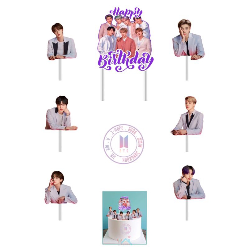 Topper Bts, Topper cake, hiasan kue ulang tahun Topper karakter Bts