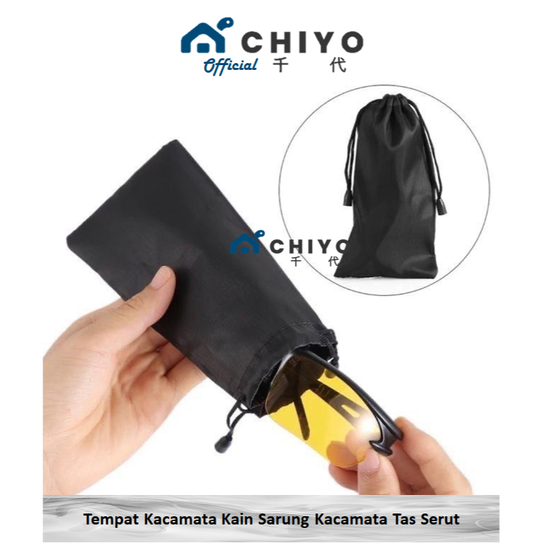 CHIYO Living - Tempat Kacamata Kain Sarung Kacamata Tas Serut Portable / Kantong Kain Serut Tempat K