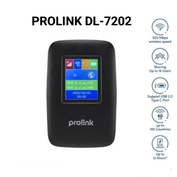 Prolink DL7202 4G LTE Mobile Wi-Fi Modem Mifi 300Mbps
