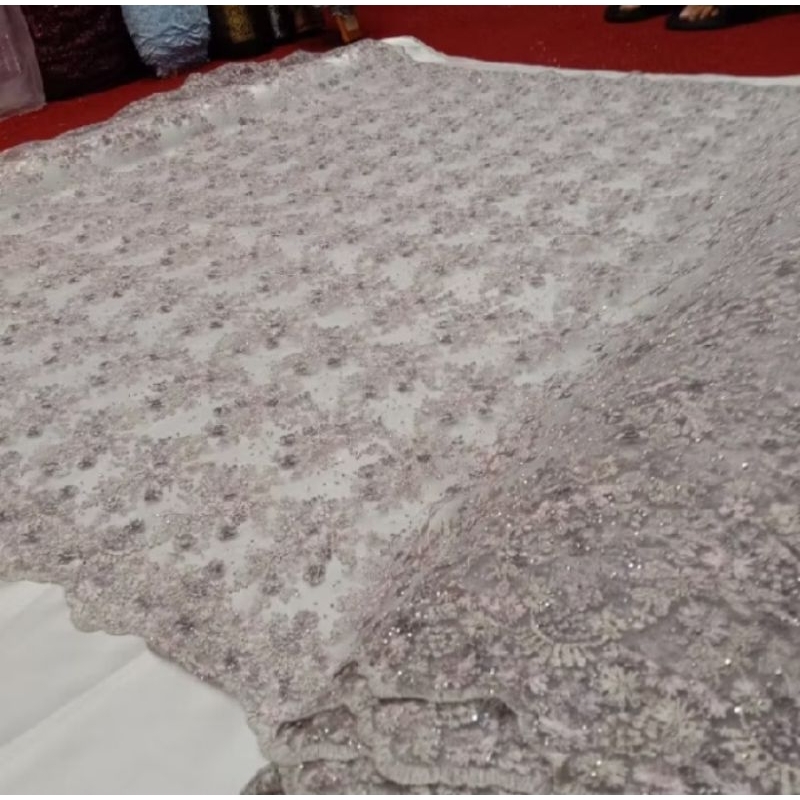 Kain tille bordir transs korea mewah || bahan kebaya korea