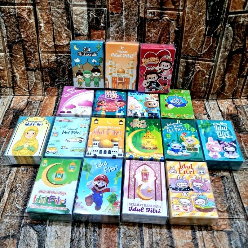 

[ 12 PACK / 1PACK ISI 50 LEMBAR ] GROSIR ANGPAU AMPLOP LEBARAN IDUL FITRI CAMPUR MOTIF GAMBAR UKURAN PENDEK KEMASAN MIKA