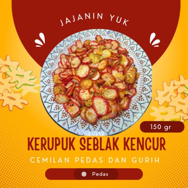 

KERUPUK SEBLAK KENCUR 150 GRAM CEMILAN 10 RIBUAN SNACK GROSIR