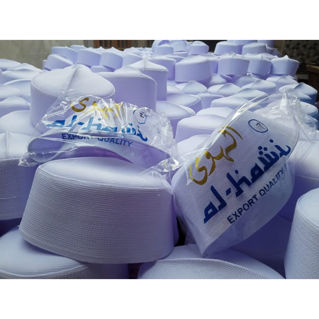 Kopiah  Al Hawi Sahara Original Putih Tebal / Peci Batok / Peci Kalbut Super  Al Hawi Sahara