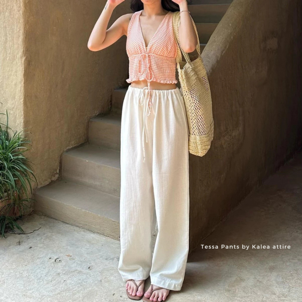 Tessa Linen Pants trousers by kalea attire | Celana panjang wanita | Celana pantai wanita | Beach Pa