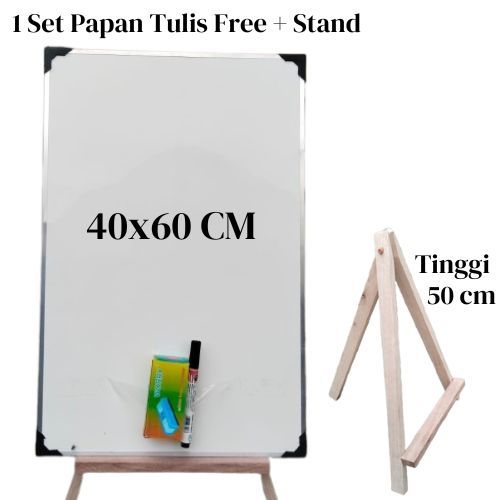 

Papan Tulis 40x60 cm + Standing / Penyangga Tinggi 50 cm / Papan Tulis Gratis Spidol Penghapus