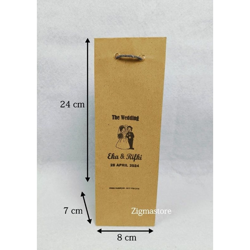 

Paperbag Souvenir Botol Coklat Sablon / Tas Kertas Botol (8x7x25)