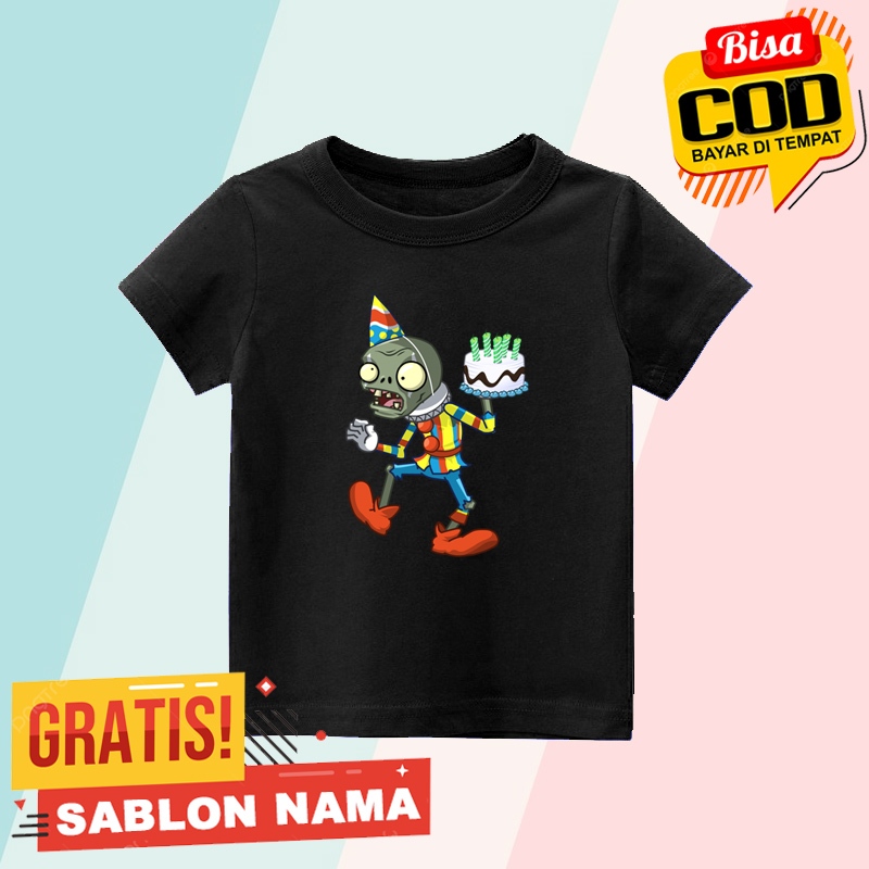 Baju Kaos Anak Plants Vs Zombie Cake Birthday / Kaos Anak Laki Laki & Perempuan Custom Nama Plants V