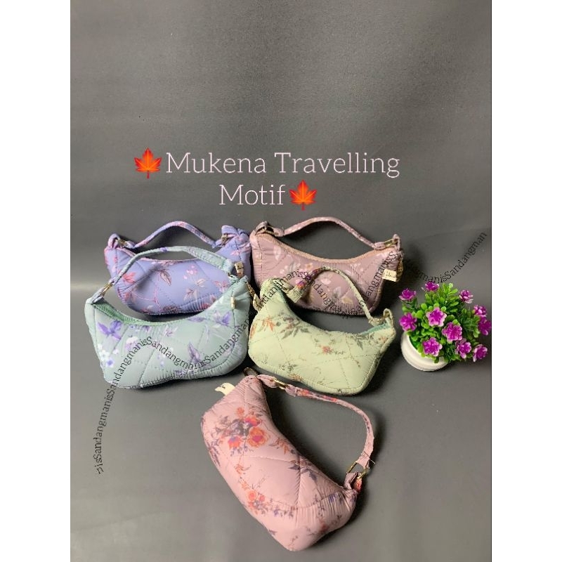 Mukena Parasut Travelling Motif  2in1 / Mukena Motif Travelling / Mini Parasut Premium