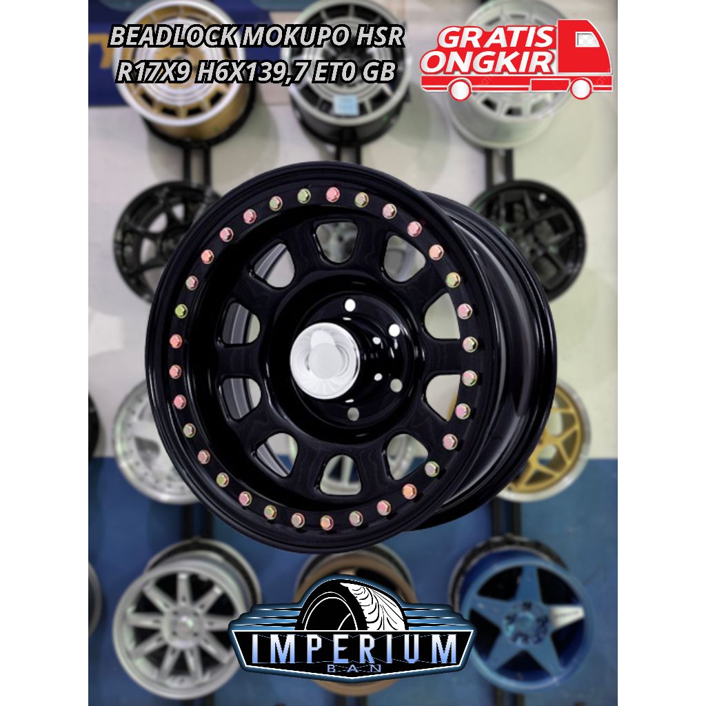 Velg Beadlock Mokupo HSR R17X9 H6x139.7 ETO GB Pelek Model Daytona Beadlock Ring 17 Lebar 9 inci