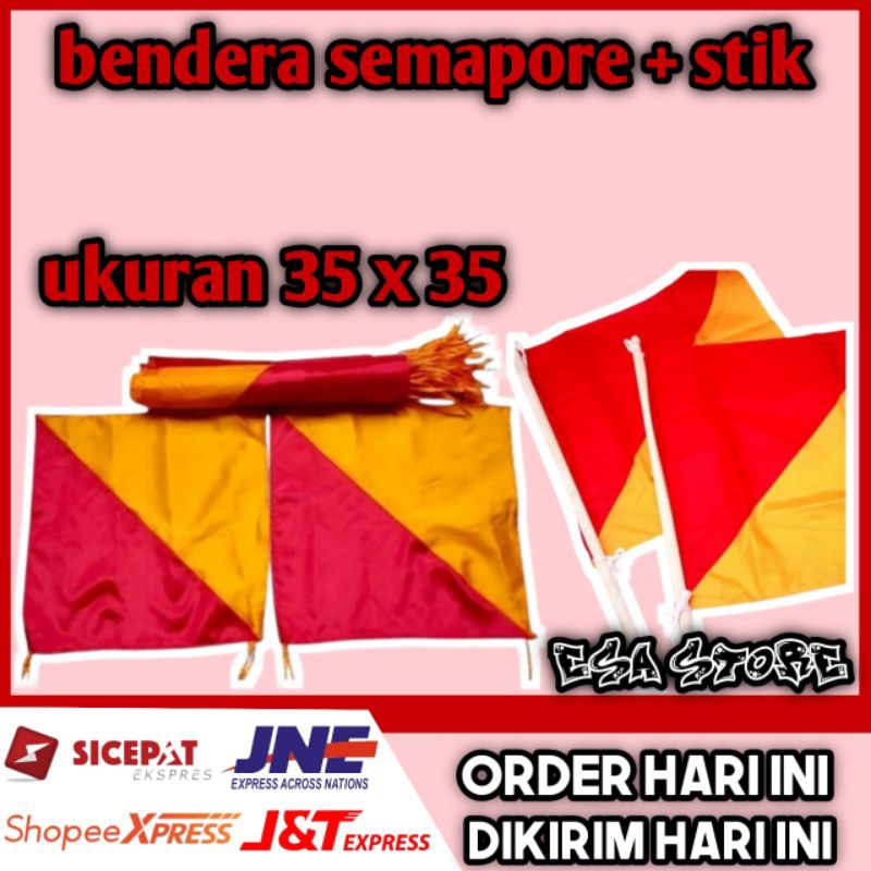 Sepasang bendera semaphore + tongkat bendera semaphore (SEPASANG)